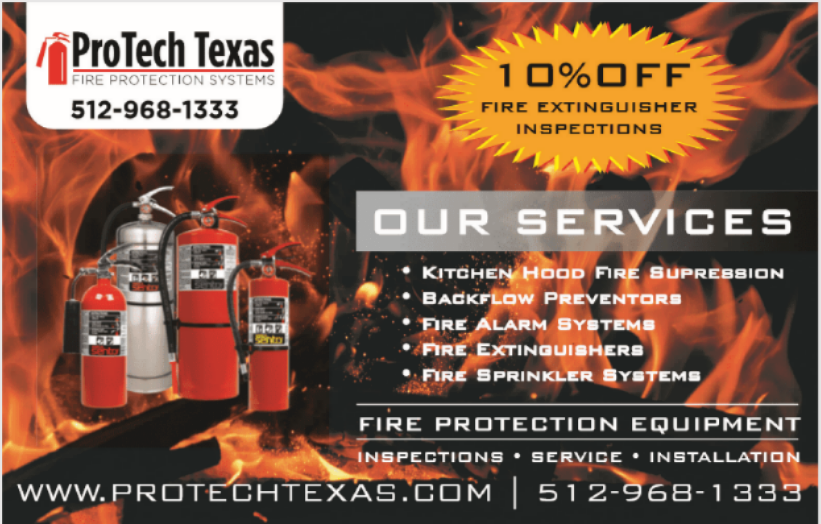 ProTech Texas fire safety technician inspecting equipment